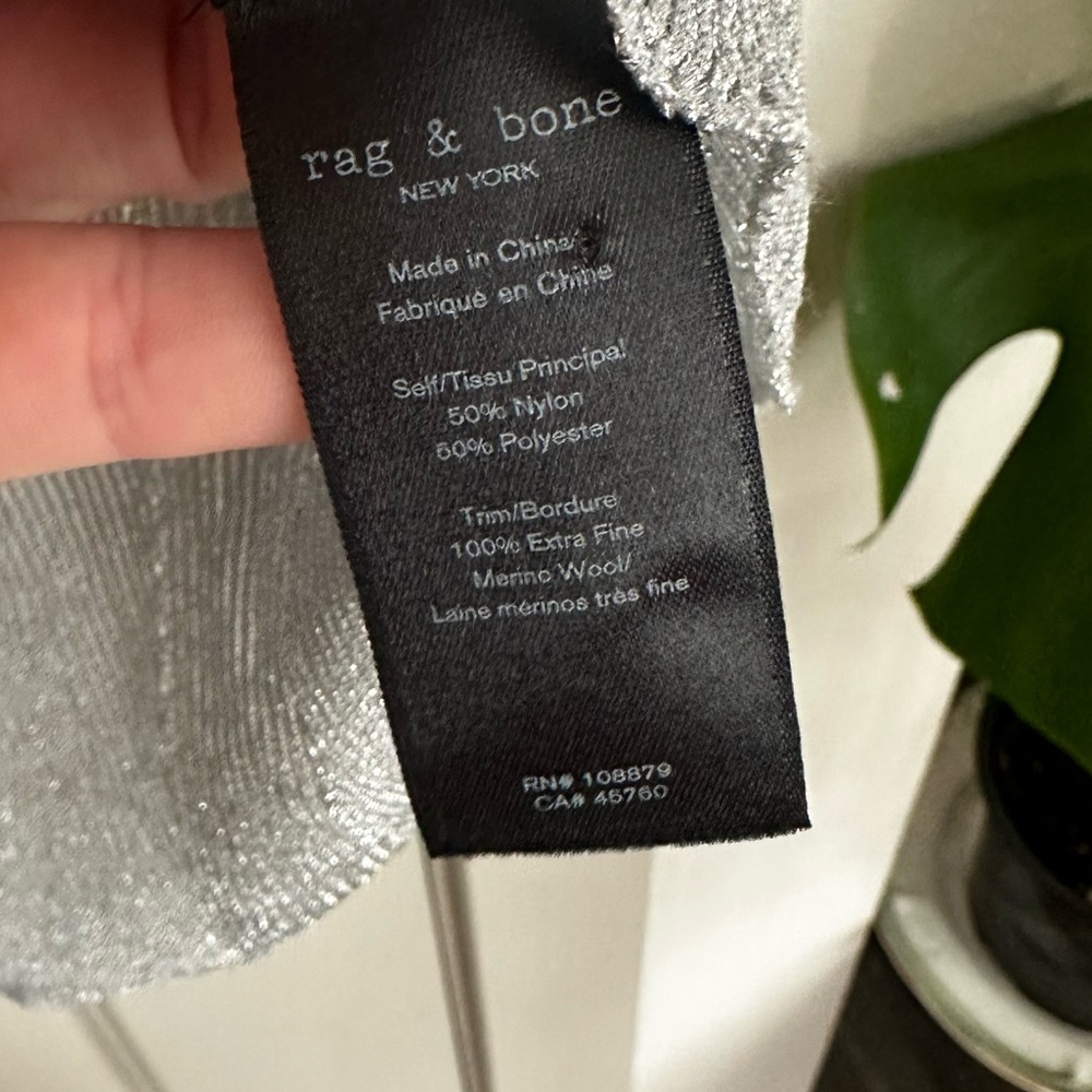 Rag & Bone Sheer Pryia Silver Festive Shimmer Holiday Turtleneck Top - Picture 7 of 11